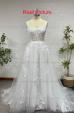 Runhufu Boho Wedding Dresses Lace Applique Tulle Wedding Gowns A-Line Sweep Train Elegant Bride Dress vestidos de novia