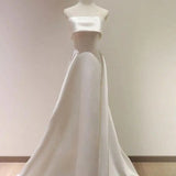 Runhufu Satin A Line Wedding Dresses For Women Sexy Strapless Elegant Long Bridal Dress Simple Vestidos De Novia Custom Size