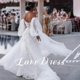 Runhufu Bohemian Sweetheart Wedding Dress With Detachable Sleeve Lace Up Beach Backless Bride Gowns Appliques Train Robe de mariée