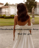 Runhufu One Shoulder Wedding Dresses Pleats Satin Sexy Leg Split Boho Bride Dress Backless Beack Wedding Bridal Gowns 2024