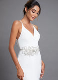 Runhufu SH256-S Bridal Belt Rhinestone Wedding Dress Belt Crystal Bridal Waistband Handmade Woman Party Sash with Ribbon