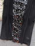 Runhufu Women Sheer Mesh Dress Embroidery Sequins Slim Long Sleeve Senior Fashion Hollow Out Half High Neck Elegant Sexy Dress