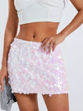 Runhufu Sparkly Sequins Bodycon Mini Skirts for Women Fashion High Waist Wrapped Short Skirts Nightclub Street Hot Skirts