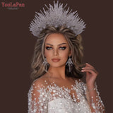 Runhufu HP193P-C Trendy Bridal Hair Hoop Colorful Rhinestone Wedding Crown Handmade Bride Tiara Hair Accessories Woman Headband