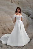 Runhufu Elegant A-Line Wedding Dresses Short Sleeve Pearls Beach Bride Dress Bridal Gowns vestidos de fiesta elegantes 2024