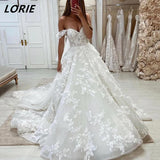 Runhufu Exquisite Lace Off Shoulder Wedding Dresses Short Sleeves Sweetheart Boho Bridal Gowns vestidos de novia