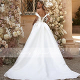 Runhufu Detachable 2 In 1 Wedding Dress Embroidered Lace On Net With Train V-neck Sleeveless Vintage Bride Gowns Vestido De Novia