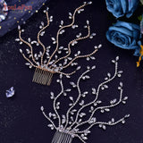 Runhufu HP481 Crystal Wedding Comb Bridal Hair Clips Headdress Bridesmaid Women Headpiece with Comb Prom Hair Ornament Headwear
