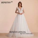 Runhufu Ivory Scoop Long Sleeves Beading Bodice Wedding Dresses 2024 For Women Bride A Line Floor Length Bridal Party Gown