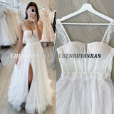 Runhufu Wedding Dresses For Women 2024 Sweetheart Boho Long Wedding Gowns Side Split Tulle Elegant Bride Dress vestidos de noviaS