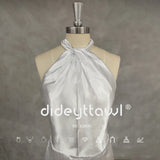 Runhufu Real Picture Simple Halter Sleeveless Satin Mermaid Wedding Dress Open Back Sweep Train Bridal Gown Custom Made
