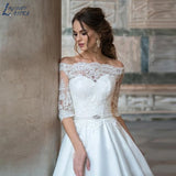 Runhufu Half Sleeve Wedding Dresses Off The Shoulder Elegant Wedding Ball Gowns Lace Up Vestido De Novia Bride Dresses For Women
