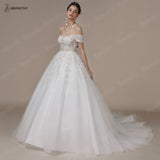 Runhufu Strapless A Line Wedding Dresses For Women Off The Shoulder Appliques Lace Princess Ivory Bridal Gown Bride 2024 Spring