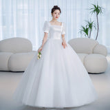 runhufu New Satin Wedding Dress Vintage Court Style Princess Bridal Dress Simple Beading Wedding Gown Vestidos De Novia Custom Made