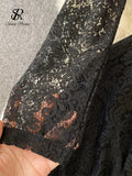 Runhufu Autumn Elegant French Long Dress 2024 Stand Collar Long Sleeves Button Design Hotsweet Lace Party Dress