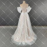 Runhufu High Split A Line Appliques Wedding Dress Lace Up Off Shoulder Real Photos Crisscross Rustic Maxi Bridal Gowns