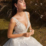 Runhufu Modern Wedding Dresses For Woman Sleeveless Sexy Backless A-Line Bride Gown Lace Applique Sweep Train vestidos de novia