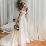 Runhufu Wedding Dresses Graceful Bridal Gowns Voile Robes A-Line Elegant Dress For Women Off The Shoulder Vestidos De Novia