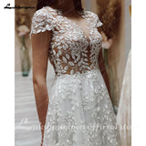 runhufu Cape Sleeves Lace Wedding Dress vestidos para eventos especiales A Line Bridal Gowns Vestidos De Novia