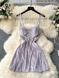 Runhufu Strap Sexy Velvet Dress Fashion Senior Pearls Sleeveless Slim Women Lace Hollow out Backless High Quality Mini Dress