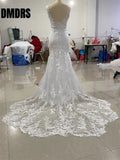 Runhufu Sleeveless Wedding Dress Romantic Lace Appliques Bridal Gown Elegant Fishtail Bridal Dress Vestidos De Novia