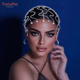 Runhufu HP467 Crystal Wedding Hairband Bridal Hair Ornaments Rhinsestone Headband for Bride Banquet Party Tiara and Headdress