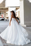 Runhufu Pearl Neck Wedding Dresses Simple Pleat Robe Elegant Satin Off Shoulder A-Line Bridal Gowns Sleeveless Bride Dresss 2024