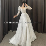 Runhufu Tulle Wedding Dresses 2024 Women Sweetheart Full Sleeves Sexy Bride Dress A-Line Zipper Pearls Custom Occasion Gowns