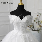 runhufu Novias Off Shoulder Plus Size Vestido De Noiva 2023 Wedding Dress Long Train or Floor Appliqes Pearls Bridal Tulle Mariage