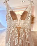 runhufu Champagne Boho Wedding Dress 2023 Lace Appliques Tulle Long Bridal Beach Wedding Gowns vestido de casamento princesa