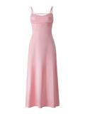 Runhufu Spaghetti Straps Satin Dress Chic Summer 2024 Women Sleeveless Sling Long Dress Party Beach Vacation Backless Vestidos