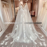 Runhufu Wedding Dresses For Women 2024 Boho Lace Applique Long Wedding Gowns Sweep Train Elegant Bride Dress vestidos de novia