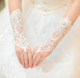 runhufu New Lace Bride Wedding Gloves High-end Hand Sewn Diamond Finger Wedding Gloves Wedding Accessories Mariage
