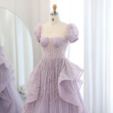 Runhufu Said Elegant Lilac Saudi Arabia Evening Dress for Wedding 2024 Luxury Dubai Long Women Engagement Party Prom Gowns SS452