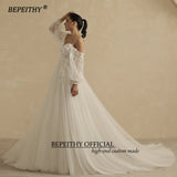 Runhufu Sweetheart Glitter A Line Wedding Dress For Women 2024 Bride Detachable Full Sleeves Elegant Bridal Party Gown Luxury