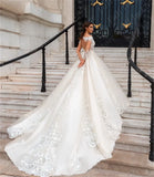 Runhufu A-Line Luxury Wedding Dress Lace Appliques Court Train Floor-Length Bridal Gown Vestidos De Novia 2024 Women Long Dress