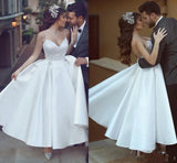 Runhufu new Line A Princess sexy ankle-length beach wedding dress Italian shoulder halter Holiday Beach Bride short dress