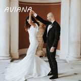 Runhufu Elegant Off The Shoulder Wedding Dresses 2023 Backless Mermaid With Button Simple Satin Bridal Gowns Vestido De Noiva