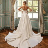 Runhufu White A-Line Wedding Dresses Elegant Sweertheart High Split Satin Bridal Gowns Boho Beach Princess Wedding Gowns Custom Size