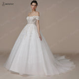 Runhufu Strapless A Line Wedding Dresses For Women Off The Shoulder Appliques Lace Princess Ivory Bridal Gown Bride 2024 Spring