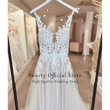 Runhufu Wedding Dress Chiffon A-line Floor Length V-neck Bride Dress Appliques Sleeveless Slit A Line Button Robes De Mariée