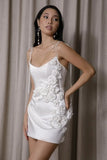 Runhufu Spaghetti Straps Wedding Dresses Short Sexy Satin 3D Flowers Mini Vestidos De Novia Dresses For Women