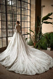 Runhufu Sequined Wedding Dresses Elegant Turtleneck Bridal Gowns Crystal Beading Ball Gown Full Sleeves Train Vestidos De Novia