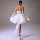 Runhufu Sweetheart Short Wedding Dresses Mini Sleeveless Dress A-Line Bridal Gowns Robes Vintage Lace Up Vestidos De Novia