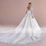Runhufu Wedding Dress Organza With Embroidery Ball Gown Sweetheart V-neck Corset Full Sleeve Bridal Gowns Robe De Mariee Lace Up