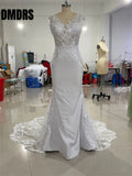 Runhufu Sleeveless Wedding Dress Romantic Lace Appliques Bridal Gown Elegant Fishtail Bridal Dress Vestidos De Novia