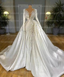 Runhufu Wedding Dresses For Woman Detachable Train Mermaid Sexy Beads Satin Formal Elegant Party Bridal Gowns 2024 Robe De Mari¨¦e