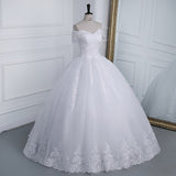 runhufu Novia 2023 Off The Shoulder Plus Size Lace Wedding Dress Long Train Appliqes Pearls Bridal Tulle Mariage Vestido De Noiva
