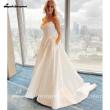 runhufu Satin Sweetheart Boho Wedding Dress 2023 Vestidos Civil Pleats Bridal Gown Custom Made trouwjurk Robe de mariee