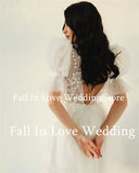 Runhufu In Love Store Custom Short Wedding Dress V-Neck Half Puffy Sleeves A-Line Tulle Summer Mini Bridal Gown Homecoming Dress